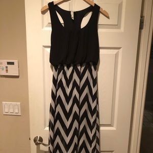 Black chevron print dress